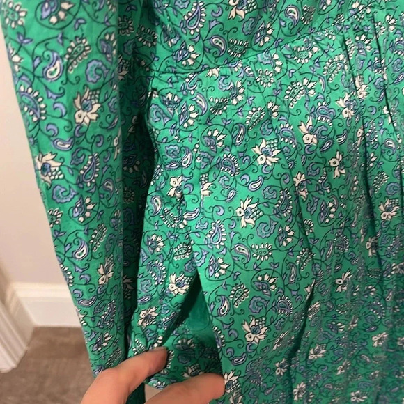 NWT!! J. Crew - Printed Cotton Mini Shirtdress - Green/White/Blue - Size 6 - Picture 6 of 10